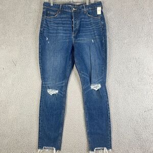 Old Navy Jeans Womens 14 High Rise Pop Icon Skinny Jeans Blue Distressed 35 x 27